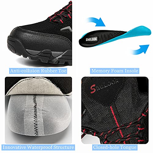 SHULOOK Men's Waterproof Hiking Shoes Lightweight Anti-Slip Outdoor Ankle Boots for Trekking Trails